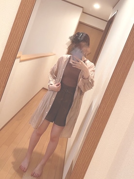 「LOWRYS FARM（ローリーズファーム）のアシメリブタンク　845547（タンクトップ、ブラウン系）」を使った、Yunaさん（レディース・152cm）の秋コーディネート