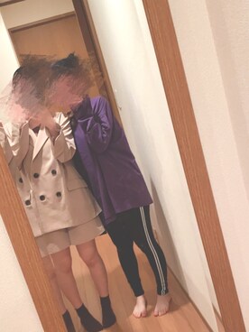 「17kg（イチナナキログラム）のアイテム（Tシャツ/カットソー、パープル系）」を使った、Yunaさん（レディース・152cm）の秋コーディネート