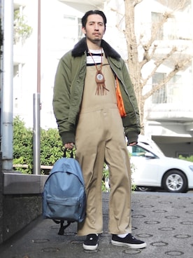 「Anello」｜「アイテム（サロペット/オーバーオール）」を使った、h.takeさん（メンズ・176cm）の冬コーディネート