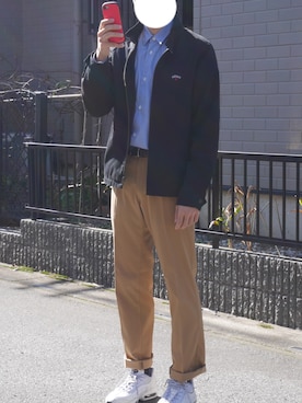 「RED KAP（レッドキャップ）のアイテム（パンツ、ベージュ系）」を使った、ソイさん（メンズ・175cm）の秋コーディネート