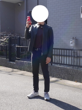 「HARE（ハレ）のアイテム（ライダースジャケット、ブラック系）」を使った、ソイさん（メンズ・175cm）の秋コーディネート