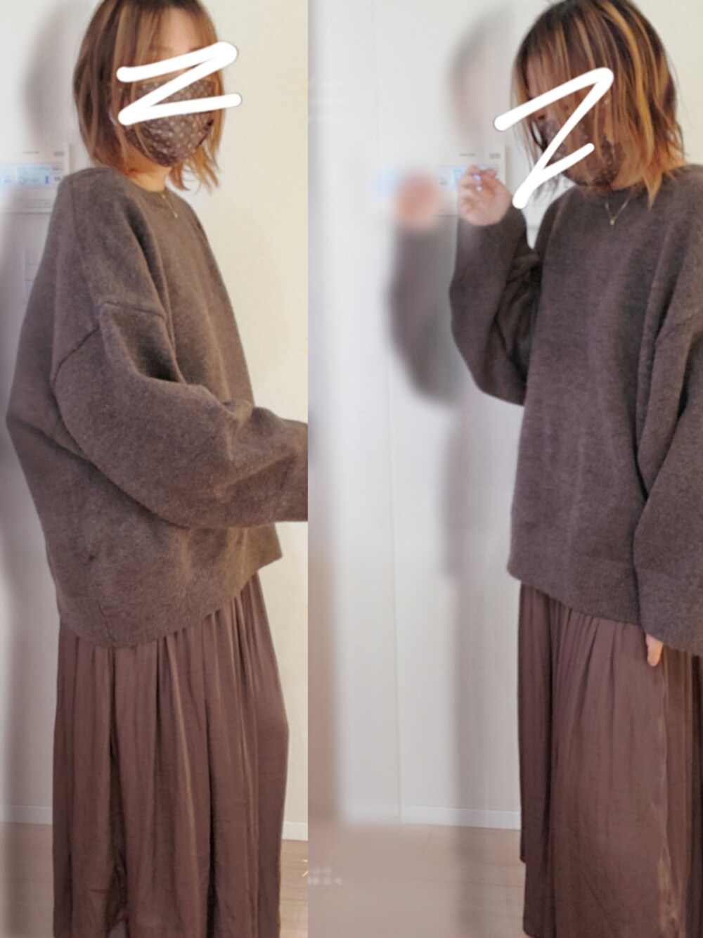 「チョコ色に染まれ、春コーデ、カジュアルコーデ、春、スカート」｜「AMERICAN HOLICのリバーシブルプリーツ×ワッシャースカート　＊（スカート、イエロー系）」を使った、lin9087さん（レディース・164cm）の冬コーディネートの1枚目の写真