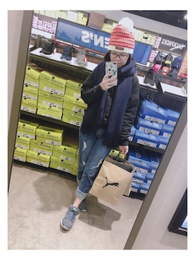 「ROXY（ロキシー）のアイテム（ニットキャップ/ビーニー）」を使った、魚さん（レディース・151cm）の冬コーディネート