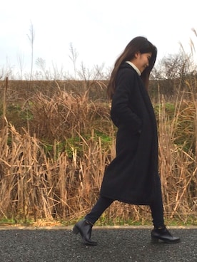 「BUYMAのアイテム（ジャケット/アウター、ブラック系）」を使った、AYAKAさん（レディース・161cm）の冬コーディネート