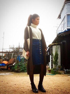 「simple」｜「アイテム（その他アウター）」を使った、AYAKAさん（レディース・161cm）の冬コーディネート