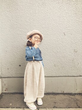 「手羽先フェス」｜𝚜𝚘𝚘𝚘𝚕𝚊𝚊𝚊さん（キッズ・90cm）の春コーディネート