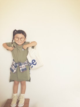 「コンビニバック」｜𝚜𝚘𝚘𝚘𝚕𝚊𝚊𝚊さん（キッズ・100cm）の夏コーディネート