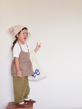 「コンビニバック」｜𝚜𝚘𝚘𝚘𝚕𝚊𝚊𝚊さん（キッズ・100cm）の秋コーディネート