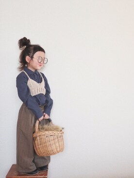 「グレンチェック」｜「アイテム（ラッピングキット）」を使った、𝚜𝚘𝚘𝚘𝚕𝚊𝚊𝚊さん（キッズ・100cm）の冬コーディネート