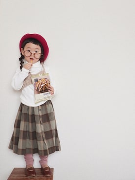 「Lee（リー）のアイテム（帽子）」を使った、𝚜𝚘𝚘𝚘𝚕𝚊𝚊𝚊さん（キッズ・100cm）の冬コーディネート