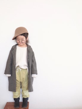 「アイテム（トレンチコート、グレー系）」を使った、𝚜𝚘𝚘𝚘𝚕𝚊𝚊𝚊さん（キッズ・100cm）の冬コーディネート