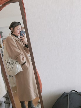 「チェスターコート キャメル」｜saさん（レディース・158cm）の冬コーディネート