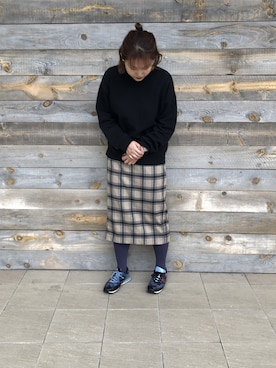 「アイテム（タイツ/ストッキング、ブルー系）」を使った、nahoさん（レディース・163cm）の冬コーディネート