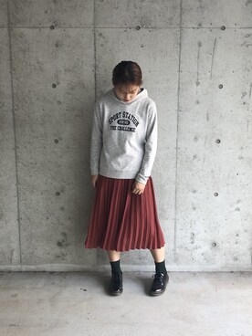 「アイテム（ソックス/靴下、グリーン系）」を使った、nahoさん（レディース・163cm）の冬コーディネート