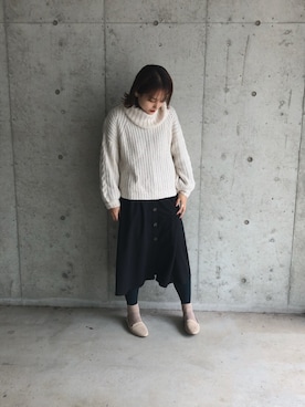 「靴下屋（クツシタヤ）の靴下屋/ 110デニール プレミアムタイツ M～Lサイズ（タイツ/ストッキング）」を使った、nahoさん（レディース・163cm）の冬コーディネート