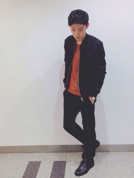 「HERE'S（HERE'S）のアイテム（トップス）」を使った、kuroihito (tommy)さん（メンズ・172cm）の冬コーディネート