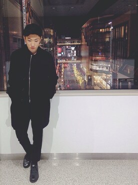 「HERE'S（HERE'S）のアイテム（トップス）」を使った、kuroihito (tommy)さん（メンズ・172cm）の冬コーディネート