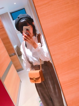 「Marie Hill（マリーヒル）の【Marie Hill】袖オーバーレースブラウス（シャツ/ブラウス、ホワイト系）」を使った、しほみさん（レディース・163cm）の秋コーディネート