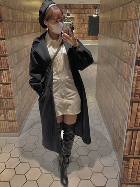 「BASIC COTTON（ベーシックコットン）のアイテム（帽子）」を使った、しほみさん（レディース・163cm）の秋コーディネート