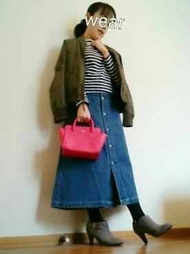 「RETRO GIRL（レトロガール）のアイテム（ミリタリージャケット）」を使った、◌̥*⃝ きぬ　🐾　さん（レディース・156cm）の春コーディネート