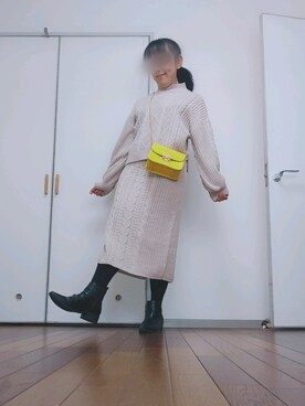 「イエローバッグ」｜「アイテム（ブーツ）」を使った、◌̥*⃝ きぬ　🐾　さん（レディース・156cm）の冬コーディネート