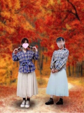 「coca（coca）（コカ）の選べる6カラー◇ふんわりチュールスカート（スカート）」を使った、◌̥*⃝ きぬ　🐾　さん（レディース・156cm）の秋コーディネート