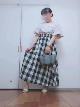 「coca（coca）（コカ）のアイテム（スカート）」を使った、◌̥*⃝ きぬ　🐾　さん（レディース・156cm）の夏コーディネート