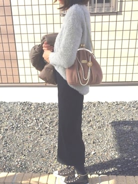 「UNIQLO（ユニクロ）のWOMEN メリノブレンドリブスカート（スカート）」を使った、ayuGさん（レディース・167cm）の冬コーディネート