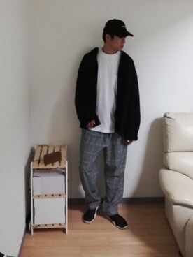 「グレンチェック」｜「アイテム（スリッポン）」を使った、Yu...さん（メンズ・182cm）の秋コーディネート