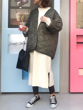 「シンプルおしゃれが好き」｜「アイテム（ミリタリージャケット）」を使った、sayさん（レディース・158cm）の秋コーディネート