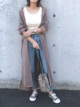 「秋のカフェオレコーデ」｜「アイテム（シャツワンピース）」を使った、sayさん（レディース・160cm）の秋コーディネート