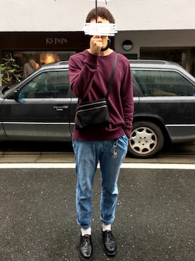 「RAGEBLUE（レイジブルー）のアイテム（ショルダーバッグ）」を使った、犬飼京 inukai keiさん（メンズ・183cm）の秋コーディネート