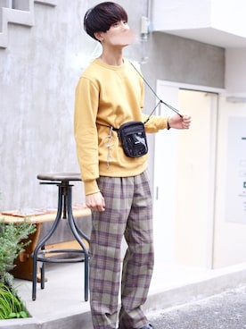 「アイテム（スウェット）」を使った、犬飼京 inukai keiさん（メンズ・183cm・20代）の秋コーディネート