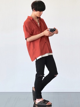 「アイテム（サンダル）」を使った、犬飼京 inukai keiさん（メンズ・183cm・10代）の春コーディネート