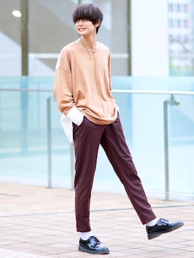 「YON（ヨン）のアイテム（トップス）」を使った、犬飼京 inukai keiさん（メンズ・183cm）の夏コーディネート