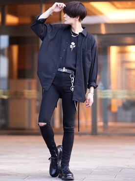 ウォレットチェーンを使った 黒パンツ の人気ファッションコーディネート Wear