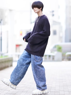 「アイテム（ウォレットチェーン）」を使った、犬飼京 inukai keiさん（メンズ・183cm）の秋コーディネート