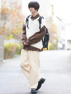 「ADRER（アドラー）のアイテム（バッグ）」を使った、犬飼京 inukai keiさん（メンズ・183cm）の冬コーディネート