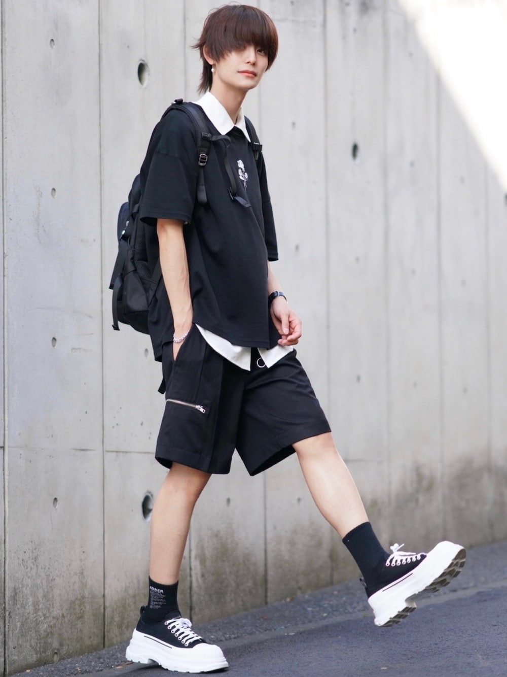 ADRER】two tuck side zip wide short pants/ツータックサイドジップ