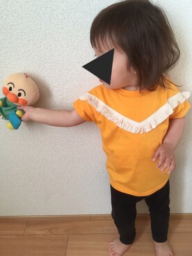 「アイテム（その他ベビー用品、ブラック系）」を使った、niiさん（キッズ・80cm）の春コーディネート