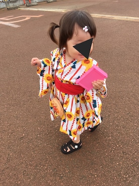 「アイテム（浴衣、イエロー系）」を使った、niiさん（キッズ・80cm）の夏コーディネート