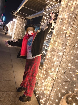 「Candy Stripper」｜「アイテム（ハンチング/ベレー帽）」を使った、ぽんちゃんさん（レディース・160cm）の冬コーディネート