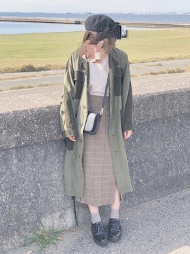 「カップル」｜「アイテム（チェスターコート）」を使った、おがわさん（レディース・156cm）の秋コーディネート