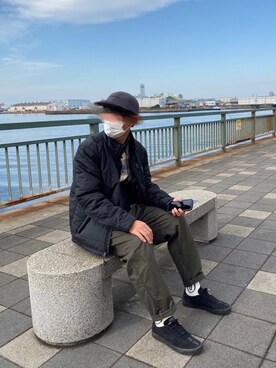 「carhartt」｜「アイテム（ダウンジャケット/コート）」を使った、おがわさん（レディース・156cm）の冬コーディネート