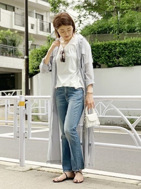 「AP STUDIO（エーピーストゥディオ）のアイテム（サンダル）」を使った、staff Wさん（レディース・168cm）の夏コーディネート
