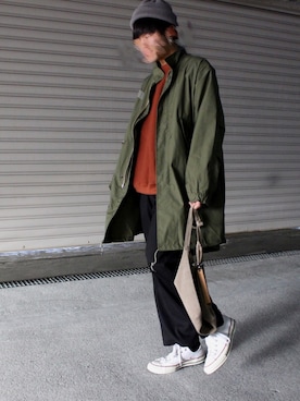「シンプルおしゃれが好き」｜「アイテム（モッズコート）」を使った、コータさん（メンズ・165cm）の秋コーディネート