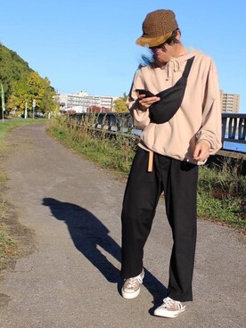 「Hender Scheme（エンダースキーマ）のアイテム（キャップ）」を使った、コータさん（メンズ・165cm）の秋コーディネート