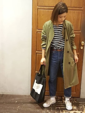 「YECCA VECCA（イェッカヴェッカ）のアイテム（ジャケット/アウター）」を使った、namiさん（レディース・157cm）の春コーディネート