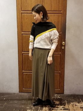 「デザインニット」｜namiさん（レディース・157cm）の秋コーディネート