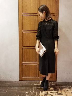 「黒いワンピース」｜namiさん（レディース・157cm）の秋コーディネート